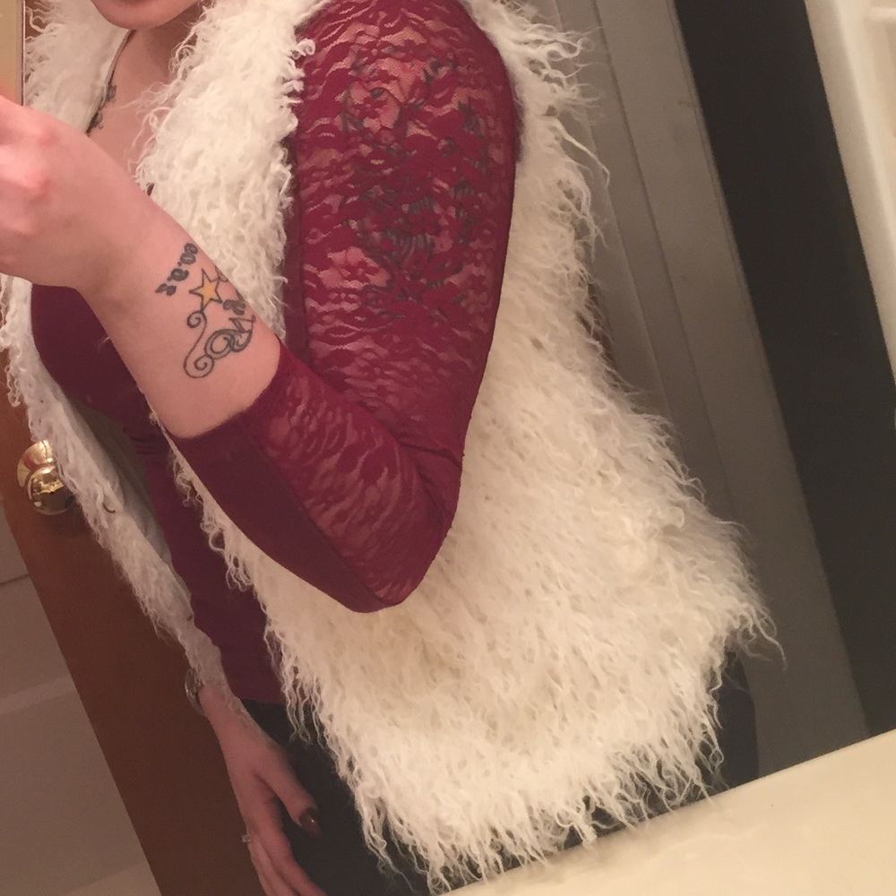 Faux fur cream vest